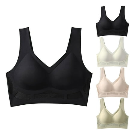 Jinhomg Seamless Sports Bras for Women No Underwire V Neck Bralettes Comfortable Everyday T Shirt Bra High Stretch Fitness Yoga Bras Lightning Deals Today Pink M
