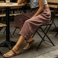 thumbnail image 4 of KIHOUT Women Summer High Waisted Wide Leg Capri Pants Solid Color Drawstring Elastic Waist Casual Cropped Trousers with Pockets Loose Fit Beach Pants, 4 of 9