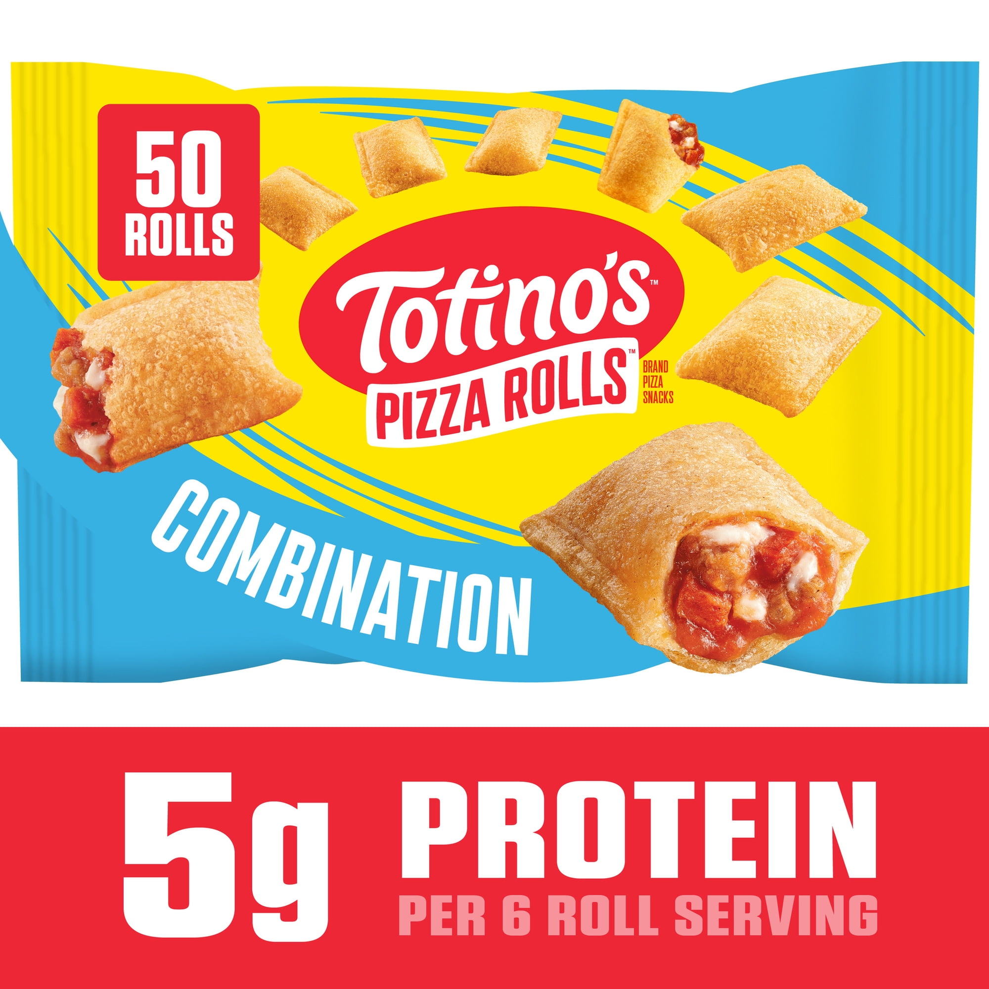Totino's Pizza Rolls, Combination Flavored, Frozen Appetizers, 50 Rolls, 24.8 oz