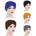 thumbnail image 3 of SPRING PARK Women's Turban Hat Beaded Pearls Muslim Wrap Hair Cap Hijab Head Scarf Hat Cap, 3 of 8