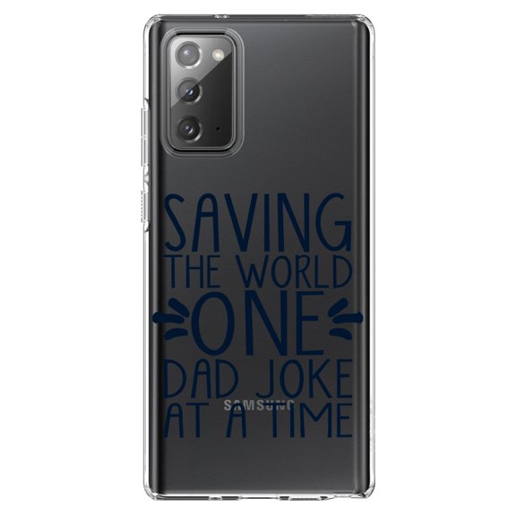 DistinctInk Clear Shockproof Hybrid Case for Galaxy Note 20 ULTRA (6.9" Screen) - TPU Bumper Acrylic Back Tempered Glass Screen Protector - Saving the World One Dad Joke at a Time