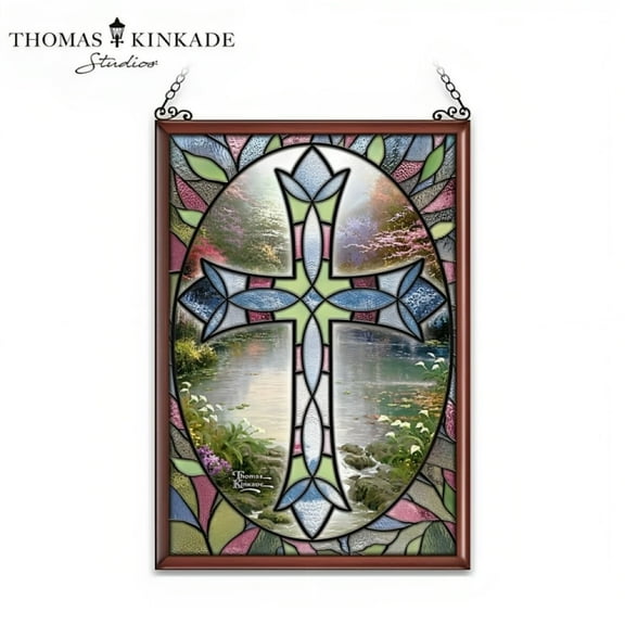 The Bradford Exchange Thomas Kinkade "Crosses" Suncatcher Collection Issue #1 Stained-Glass Window Panels 14"W x 20" H