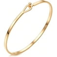 thumbnail image 6 of Dainty Gold Bar Bracelet for Women Simple Delicate Thin Cuff Bangle Hook Bracelet 18K Gold Plated Handmade Minimalist Jewelry, 6 of 11