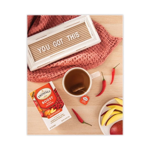 Boost Mango Chili Chai Herbal Tea Bags, 0.95 oz, 18/Box Boost Mango Chili Chai Herbal Tea Bags, 0.95 oz, 18/Box