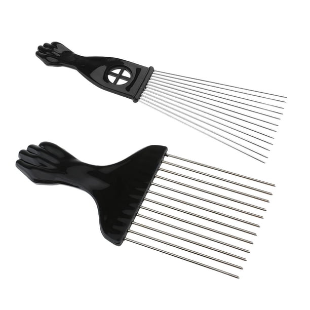 Paquete de 2 peines para peines afro, peines de anchos , peines para peluquería, peines de elevación para peinar el cabello Yuyangstore Peine de pelo de acero inoxidable