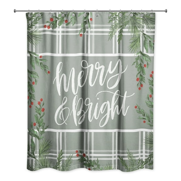 Creative Products Merry & Bright Greenery 71 x 74 Shower Curtain