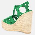 thumbnail image 4 of FSJ Women Casual Round Open Toe Espadrille Ankle Strap Platform Wedge Heels Sandals Woven Cutout Summer Dress Comfort Shoes Size 6.5 Green, 4 of 4