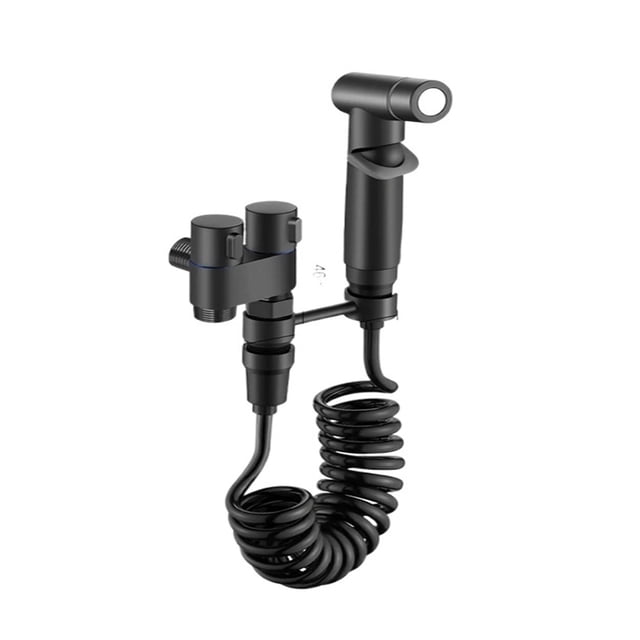 Bathroom Handheld Toilet Bidet Faucet, Sprayer Hand Bidet Set Toilet Self Cleaning Shower Head One In Two Out Angle Valve Faucet ,Easy to Install