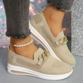 thumbnail image 2 of longantii Orthopedic Shoes for Women Trendy Mesh Knit Walking Shoes Lightweight Comfy Breathable Loafers Casual Slip On Daily Shoe Sock Sneakers Beige, 2 of 7