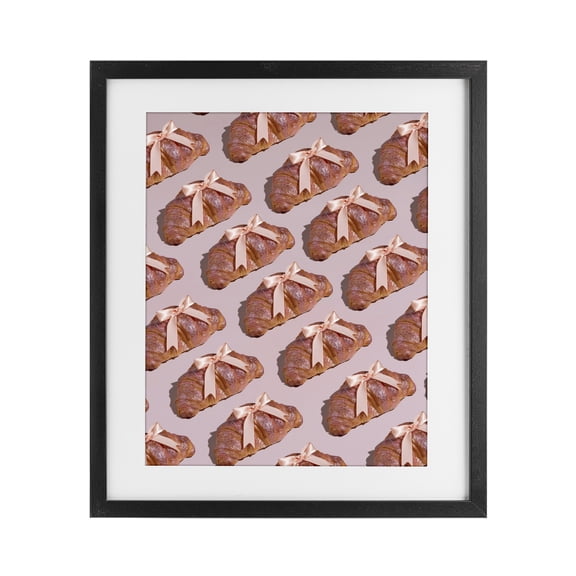 Stupell Industries Glam Croissants with Ribbons Pattern Black Framed Print Under Glass, 13 x 16, by LISH Creative