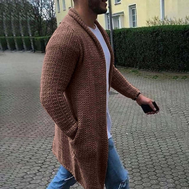 Jienlioq Cardigan en Tricot à Boutons pour Hommes, Fermeture Décontractée, Col Rabattu, Manches Longues