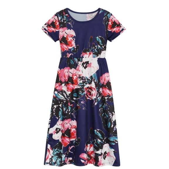 Benylion Toddler Girls Casual Dresses Tunic Dress Kids Beach Boho Maxi Dress for 7-8 Years