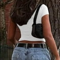 thumbnail image 4 of Olyvenn Womens Tops Slim Fitted Summer Going Out Crop Tee Top Basic Baby Tees Short Sleeve Crew Neck Shirt Y2K Clothing White 8, 4 of 7
