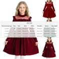 thumbnail image 2 of NAISIBABY Girls Velour Dresses, Pleated Polka Dot Mesh Ruffles Long Sleeve Christmas Party Princess Dresses Wine 9T, 2 of 3