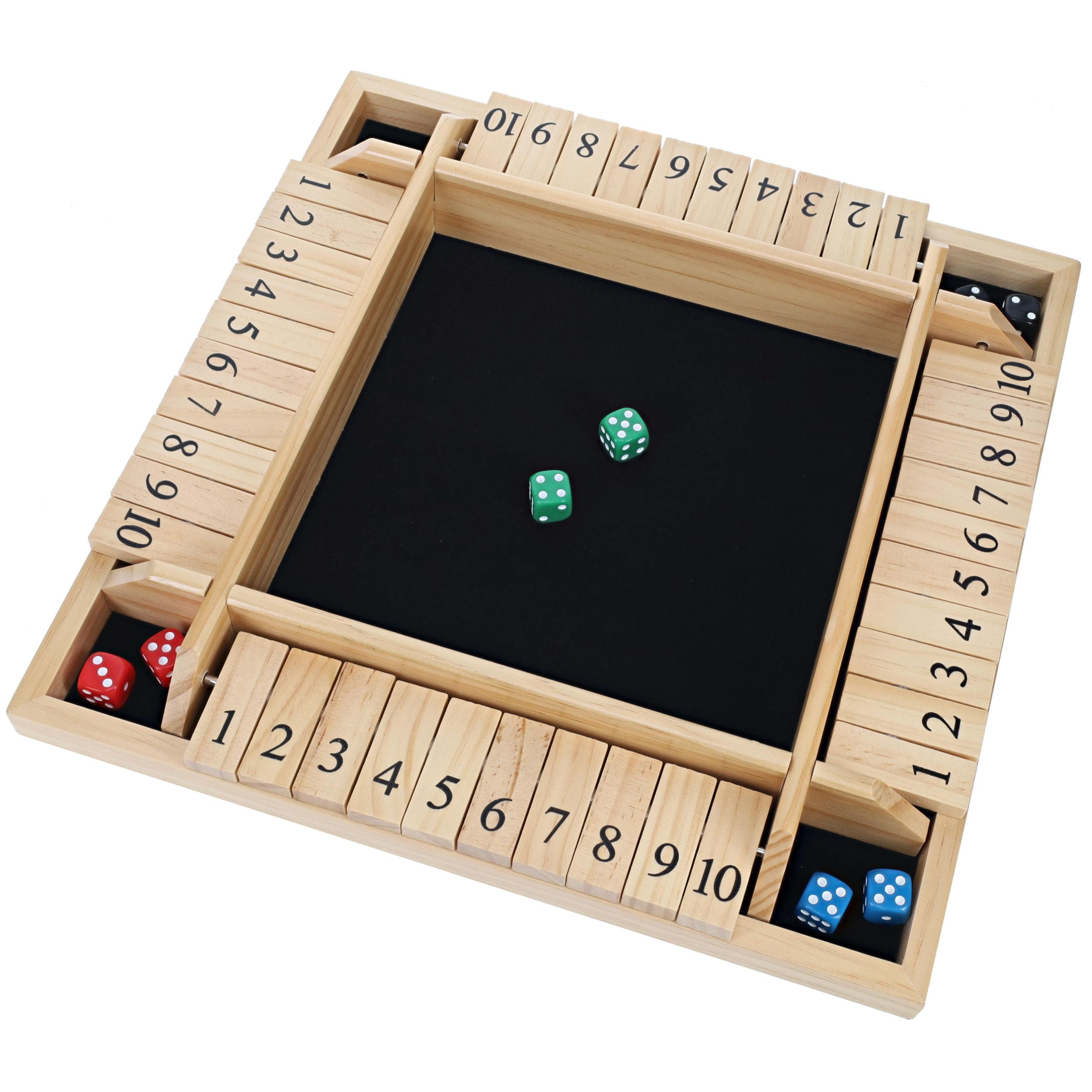 WE Games 4 Player Shut The Box Dice Game - Walnut Stained Wood - 14 In.