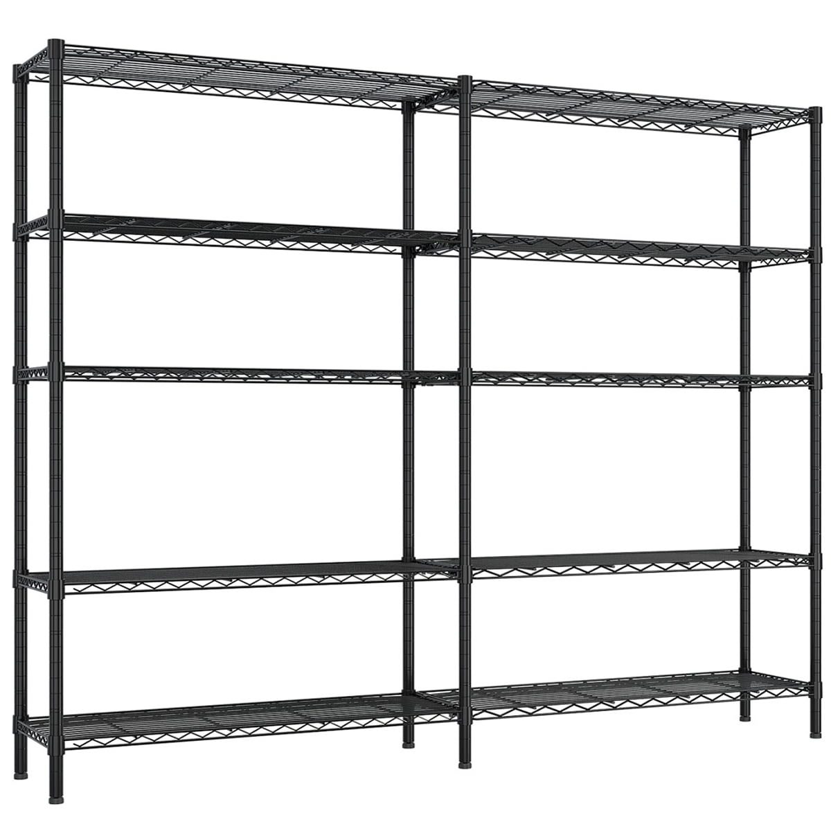 Tcbosik 5-Tier Heavy Duty Metal Storage Shelves, Sturdy Iron Garage Rack, Adjustable Wire Shelving Unit for Pantry Organizer, 70"W × 15.8"D × 71"H, Black