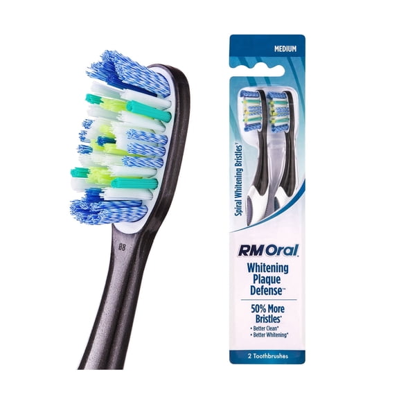 RM ORAL Whitening Plaque Defense Toothbrush - Medium - 2 Ct.