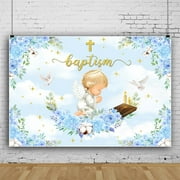 SUNOLIFE Baptism Baby Backdrop Banner Mi Bautizo First Holy Communion Christening God Bless Background 8x6ft