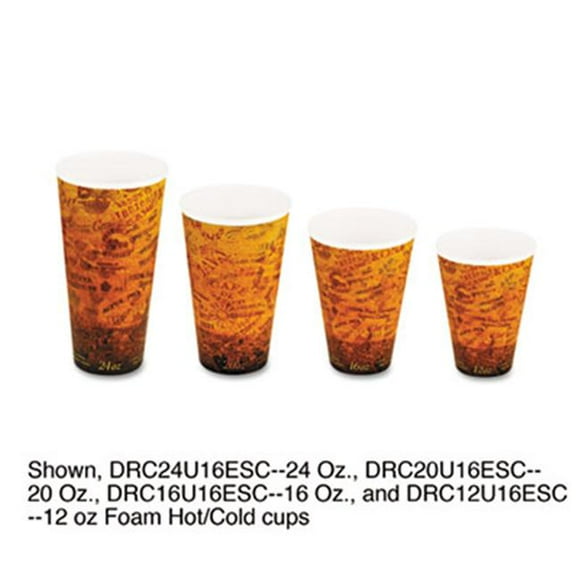 Dart 20U16ESC Foam Hot/Cold Cups- 20 oz.- Brown/Black- 500/Carton