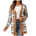 thumbnail image 2 of Homenesgenics Winter Jackets Women $10 Women's Solid Color Cardigan Wool Sweater Pocket Recreational Long Sleeve Tops Brown L, 2 of 6