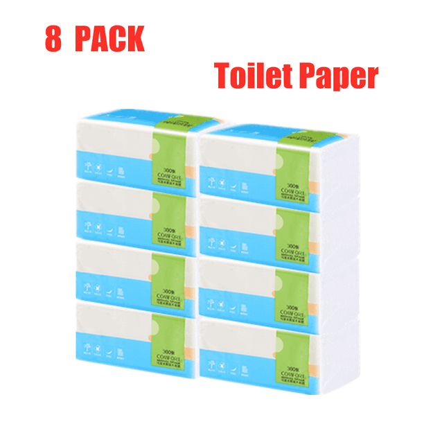 8 Pack 4 Couches de Papier Toilette Ultra Doux Serviettes de Papier Toilette en Bois Bébé Serviettes de Papier de Soie Personnalisée Papier Toilette Domestique, 11,8 18,5 cm