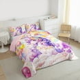 thumbnail image 4 of Feelyou Dreamy Purple Unicorn Bedding Comforter Set for Kids, Cartoon Love Heart Flower Twin Comforter Sets, Kawaii Anime Animal Reversible Bedding Set, Ultra Soft Bedroom Decor, 2 Pieces, 4 of 9