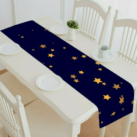 

ECZJNT Gold Yellow Starry table runner table cloth tea table cloth 14x72 Inch