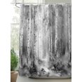 thumbnail image 3 of Grey Waterproof Fabric Shower Curtain, Modern Oil Painting Art Forest Shower Curtain for Bathroom Curtains Bathtubs Hotel Washable Shower Curtains with 12 Hooks Small 36x72in, 3 of 6