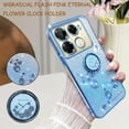 thumbnail image 2 of for Infinix Note 40 Pro Slim Case, Crystal Bling Clear Glitter Sparkle Diamond Flowers Floral Design Soft Silicone Cover with Ring Kickstand for Infinix Note 40 Pro HSF-Blue, 2 of 15