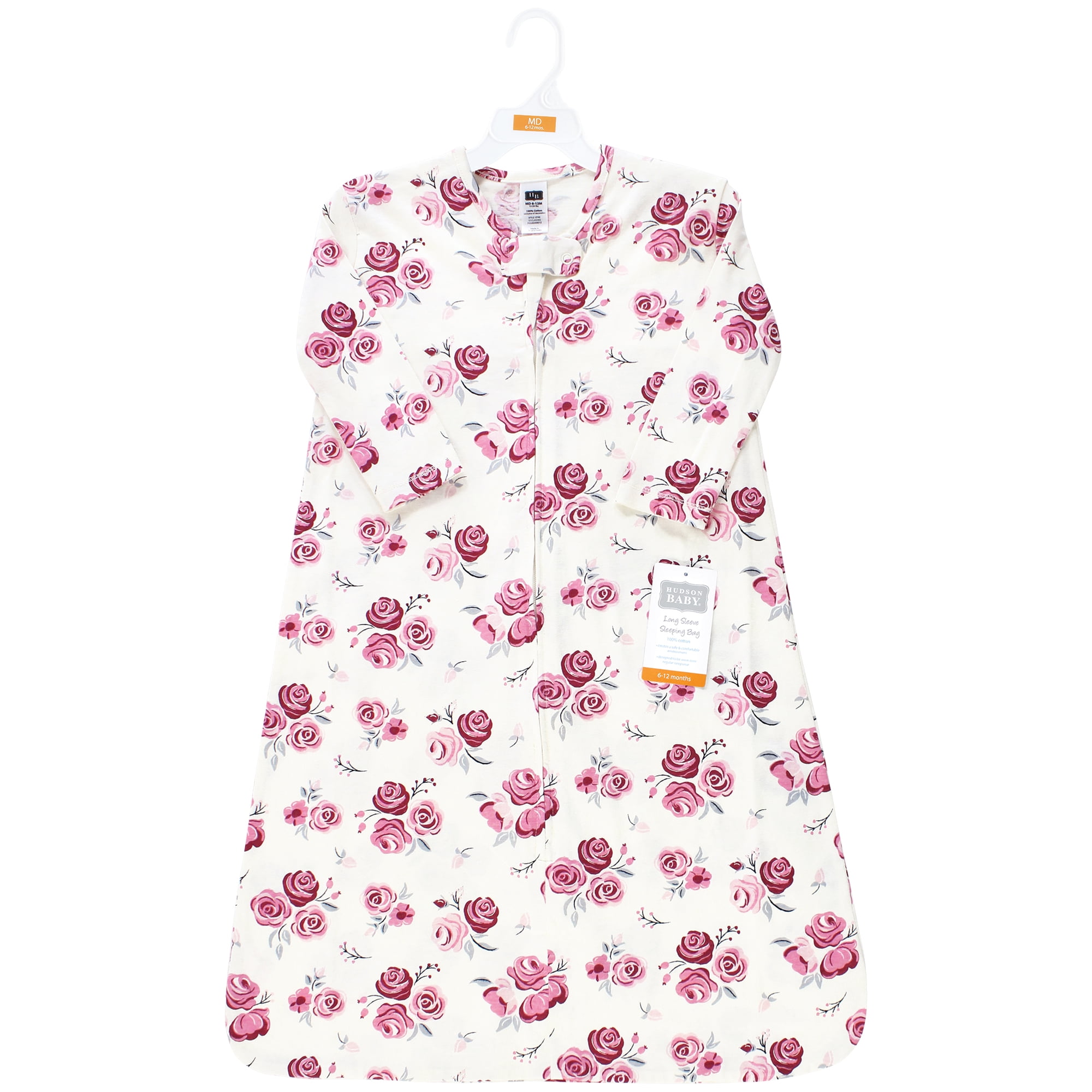 Hudson Baby Infant Girl Long Sleeve Cotton Jersey Sleeping Bag, Rose, 18-24 Months
