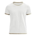 thumbnail image 4 of FINALGANG Mens Contrast Trim Short Sleeve TShirt Crew Neck Slim Fit Casual Tee For Summer Beach Daily Streetwear White XXL, 4 of 5