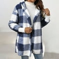 thumbnail image 2 of ZHYou Hoodie Coats For Women Plaid Hoodie Jacket Long Sleeve Plush Loose Cardigan Coat, 2 of 6
