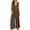 Coffee, variant on Women's Sleeveless V Neck Wide Leg Jumpsuit Casual Loose Pocket Maxi Romper