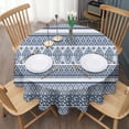 thumbnail image 3 of Blue and White Geometric Striped Pattern Round Tablecloth 60"x60",Wrinkle Wipeable Table Cloth for Kitchen Dining Room Picnic Patio Party, 3 of 6