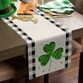 thumbnail image 3 of St Patrick Table Runner 71 inches Long St.Patrick''s Day Lucky Shamrock Gnomes Green Buffalo Plaid Kitchen Table Runner for Dining Table linen table runners for Party Home Decoration 13.8 x71 inch, 3 of 6