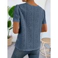 thumbnail image 6 of Women'S Short Sleeve Tunic Tank Tops Casual Lace Shirt Blouses Blue L, 6 of 8