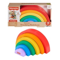 Fisher-Price Wooden Rainbow Stacking Shape Sorter, Fine Motor Toy for ...