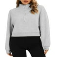 thumbnail image 1 of Women Half Zip Sweatshirts Stand Collar Long Sleeve Pullover Tops, 1 of 5