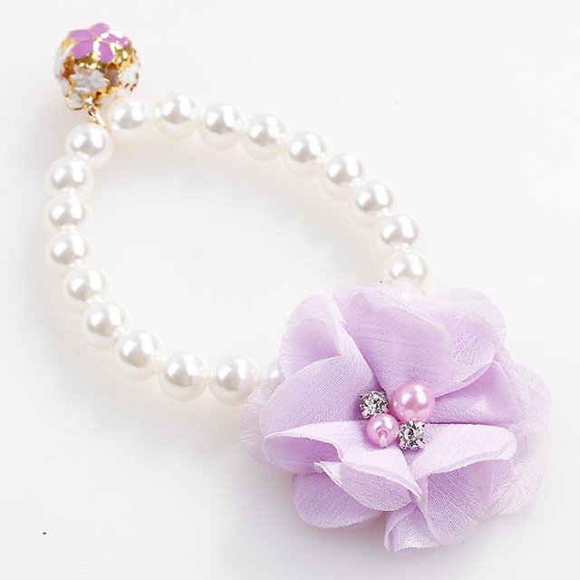 Collar de perlas para mascotas (Color púrpura)-Collar elástico de flores y perlas para perros de 22-40cm, accesorio de joyería para Collar de cachorro Rojo Verde Cocina, Decoración y Otros