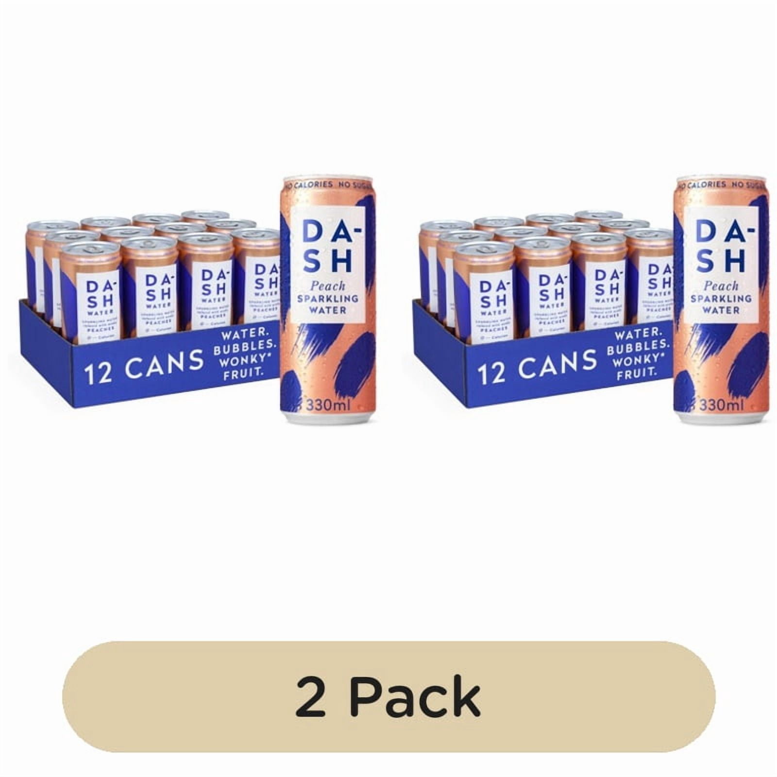 DASH Peach Infused Sparkling Water 12 x 330ml, British Import (Pack of 2)