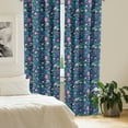 thumbnail image 3 of Ambesonne Botany Window Curtains, Tropical Forest Mushroom, Each 28" W x 95" L, Jade Green Night Blue, 3 of 5