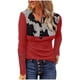thumbnail image 1 of Mujeres Casual Impresión Botones Manga larga Encaje Empalme Blusa delgada Camiseta Tops Fridja  fksj2088, 1 of 7