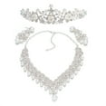 thumbnail image 1 of Boda Perla Corona Tiara Flor Collar y aretes de cristal de diamantes de imitación Conjuntos de joyería nupcial, 1 of 7