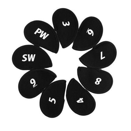 10Pcs Golf Club Iron Head Covers, Neoprene Resistant Golf Putter 15cmx8.5cm
