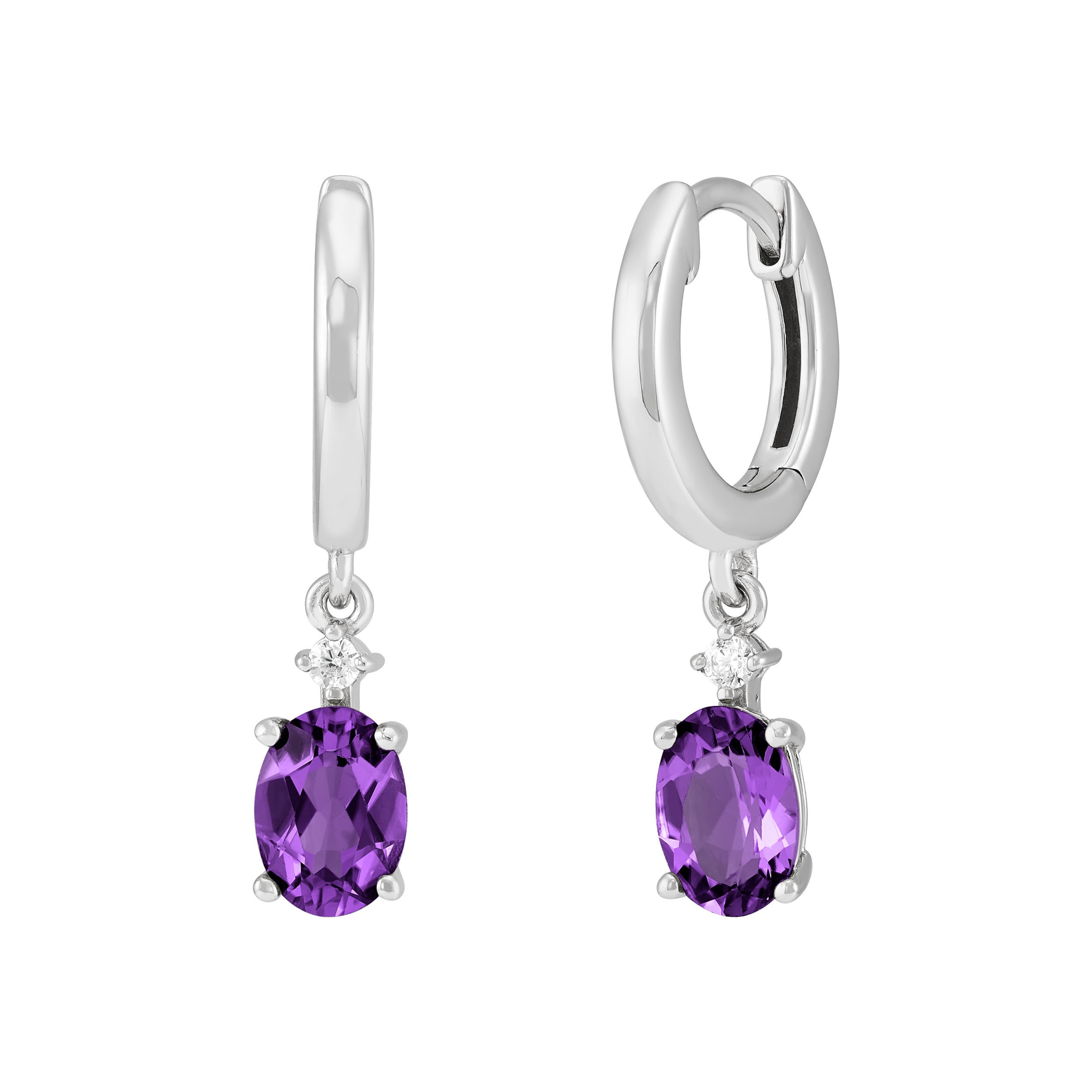 Brilliance Fine Jewelry Oval Simulated Amethyst Drop Earrings in Sterling Silver