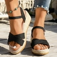 thumbnail image 2 of Women's Espadrilles Platform Wedge Sandals Beach Summer Linen Open Toe Ankle Strap Dress Sandals, 2 of 6