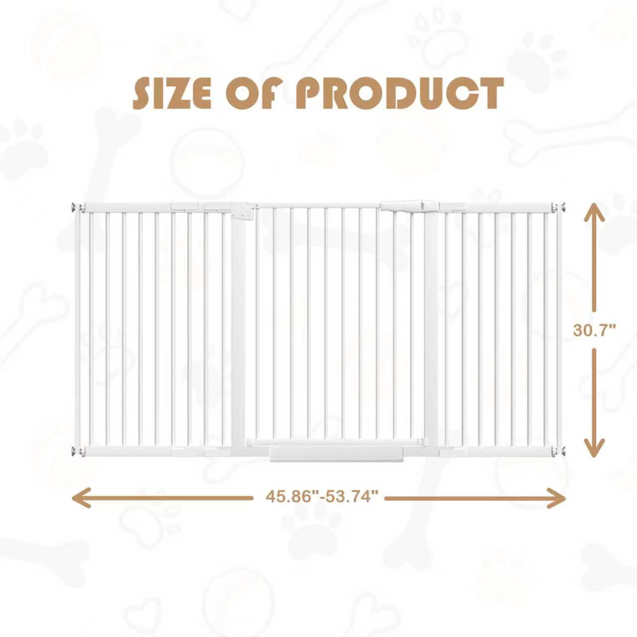 Extra Wide Baby Gate Ultra Narrow Spacing 45.86"-53.74" Pressure Mounted Double Lock Swing Auto Close Walk Through