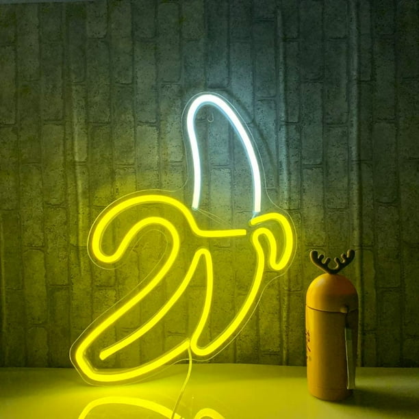 Letreros de neón de plátano, luces LED de neón, luces decorativas de pared, luces de neón para habitación de Navidad, pared, dormitorio de niños, 15.74 x 10.24 (plátano amarillo cálido)