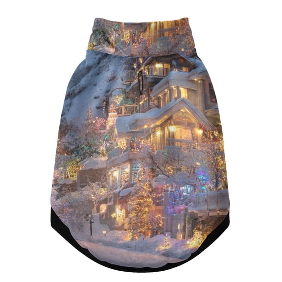 Pet Winter Coat Snow Zipper Clothing Cold Weather Dog Vest Warm Puppy Coat Christmas House with Lights