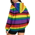 thumbnail image 2 of Renewold Rainbow Stripes Womens Full Zip Up Sweatshirts Hoodie Pullover Fleece Jackets Long Sleeve Oversized Sweatshirt Jackets Tops Dropped Shoulder Hooded Sweaters with Plus Size, M, 2 of 7